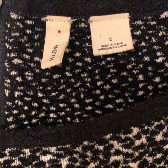 Anthropologie “Moth” Black & White Knit Sweater With Fur Trim Size Small - Picture 5 of 6